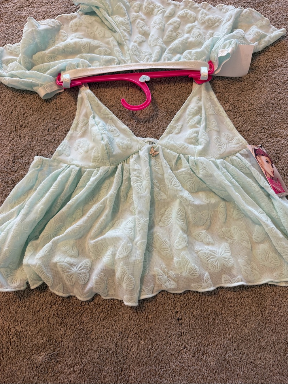 NWT Paris Hilton Mint Lace Tiered Cami & Short Sleep Set - Picture 8 of 8